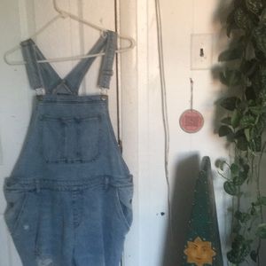 wild fable light washed/distressed overalls